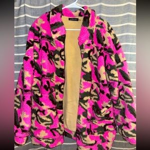 Pink Camo Teddy Coat